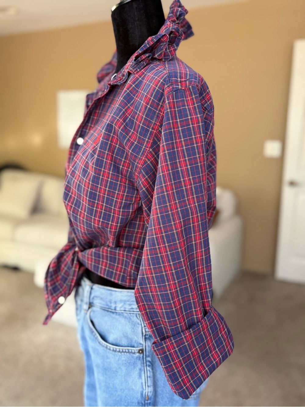 Reworked Ralph Lauren red+blue plaid size small - Picture 9 of 15